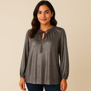 LOFT Metallic Charcoal Blouse – Size M – NWT (New With Tags)